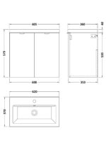 600mm 2-Door Wall Hung Unit & Basin - Image 2