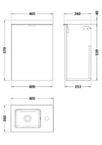 400mm 1-Door Wall Hung Unit & Basin - Image 2
