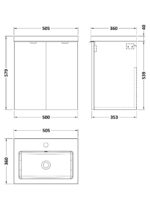 500mm 2-Door Wall Hung Unit & Basin - Image 2