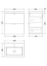 500mm 2-Drawer Wall Hung Unit & Basin - Image 2