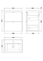 500mm 2-Drawer Wall Hung Unit & Basin - Image 2
