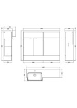 1100mm Combination Unit & Left Hand Semi Recessed Basin - Image 2