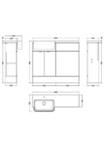1000mm Combination Unit & Left Hand Semi Recessed Basin - Image 2