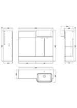 1000mm Combination Unit & Right Hand Semi Recessed Basin - Image 2