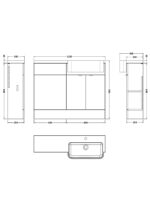 1100mm Combination Unit & Right Hand Semi Recessed Basin - Image 2