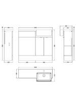 1000mm Combination Unit & Right Hand Semi Recessed Basin - Image 2