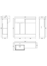 1000mm Combination Unit & Left Hand Semi Recessed Basin - Image 2