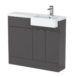 1000mm Combination Unit & Right Hand Semi Recessed Basin