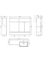 1100mm Combination Unit & Right Hand Semi Recessed Basin - Image 2