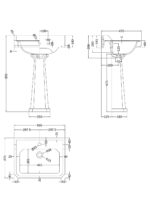 Hudson Reed Richmond 600mm Basin & Pedestal (1 Tap Hole) - Image 2