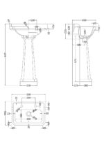 500mm Basin & Pedestal (2 Tap Hole) - Image 2