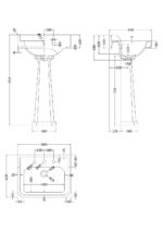 560mm 3TH Basin & Comfort Height Ped - Image 2