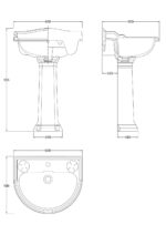 600mm Basin & Pedestal (1 Tap Hole) - Image 2