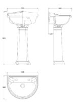 500mm Basin & Pedestal (2 Tap Hole) - Image 2