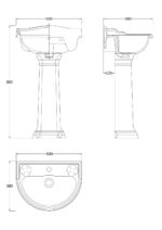 Hudson Reed Chancery 500mm Basin & Pedestal (1 Tap Hole) - Image 2