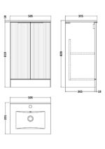 Hudson Reed Fluted 500mm Floor Standing 2 Door Vanity & Basin 2 - Image 3