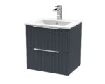 Hudson Reed Fluted 500mm Wall Hung 2 Drawer Vanity & Basin 2