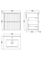 Hudson Reed Fluted 500mm Wall Hung 2 Drawer Vanity & Basin 2 - Image 3