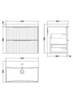 Hudson Reed Fluted 600mm Wall Hung 2 Drawer Vanity & Basin 3 - Image 3