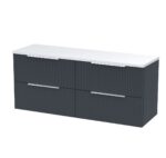 Hudson Reed Fluted 1200 Wall Hung 4-Drawer Vanity & Laminate Worktop