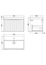 Hudson Reed Fluted 600mm Wall Hung Single Drawer Vanity & Basin 3 - Image 3