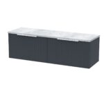 Hudson Reed Fluted 1200 Wall Hung 2-Drawer Vanity & Laminate Worktop