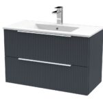 800mm Wall Hung 2 Drawer Vanity & Basin 2