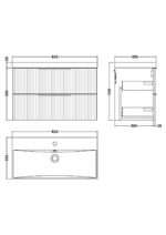 Hudson Reed Fluted 800mm Wall Hung 2 Drawer Vanity & Basin 3 - Image 3