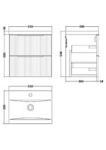 500mm Wall Hung 2 Drawer Vanity & Basin 1 - Image 3