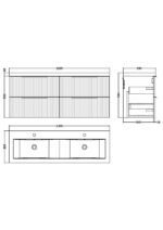 1200mm Wall Hung 4 Drawer Vanity & Double Basin - Image 3