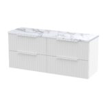 Hudson Reed Fluted 1200 Wall Hung 4-Drawer Vanity & Laminate Worktop