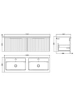 1200mm Wall Hung 2 Drawer Vanity & Double Basin - Image 3