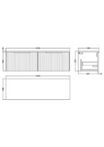 1200mm Wall Hung 2 Drawer Vanity & Worktop - Image 2