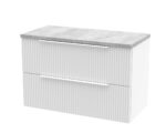 Hudson Reed Fluted 800mm Wall Hung 2 Drawer Vanity & Laminate Top