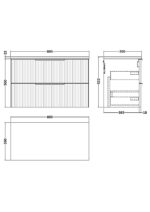 Hudson Reed Fluted 800mm Wall Hung 2 Drawer Vanity & Laminate Top - Image 2