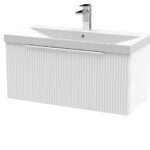 Hudson Reed Fluted 800mm Wall Hung Single Drawer Vanity & Basin 3