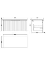 Hudson Reed Fluted 800mm Wall Hung Single Drawer Vanity & Laminate Top - Image 2