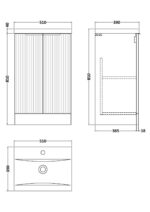 Hudson Reed Fluted 500mm Floor Standing 2 Door Vanity & Basin 1 - Image 4