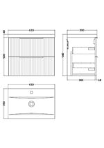 Hudson Reed Fluted 600mm Wall Hung 2 Drawer Vanity & Basin 1 - Image 3