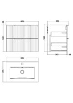 600mm Wall Hung 2 Drawer Vanity & Basin 2 - Image 3