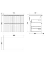 600mm Wall Hung 2 Drawer Vanity & Worktop - Image 2