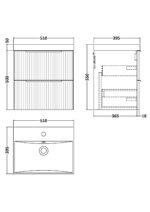 500mm Wall Hung 2 Drawer Vanity & Basin 3 - Image 4