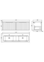 1200mm Wall Hung 2 Drawer Vanity & Double Basin - Image 3