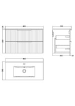 800mm Wall Hung 2 Drawer Vanity & Basin 2 - Image 4