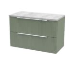 Hudson Reed Fluted 800mm Wall Hung 2 Drawer Vanity & Laminate Top