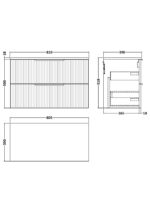 800mm Wall Hung 2 Drawer Vanity & Worktop - Image 3