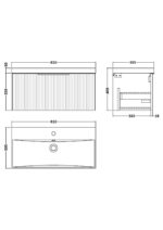 Hudson Reed Fluted 800mm Wall Hung Single Drawer Vanity & Basin 3 - Image 3