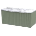 Hudson Reed Fluted 800mm Wall Hung Single Drawer Vanity & Laminate Worktop