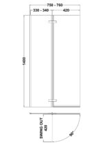 L-Shaped Hinged Bath Screen - Image 4
