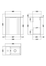 Nuie Deco Compact 400mm Wall Hung Cabinet & Basin - Image 3
